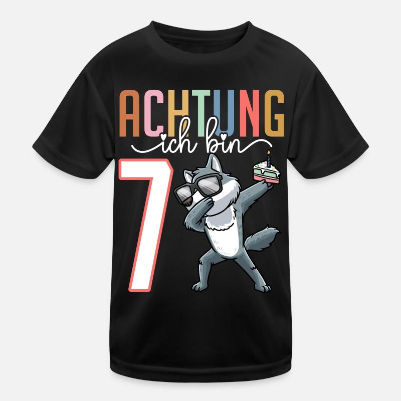 7. Geburtstag 7 Jahre Wolf Junge Mädchen Kinder Funktions-T-Shirt