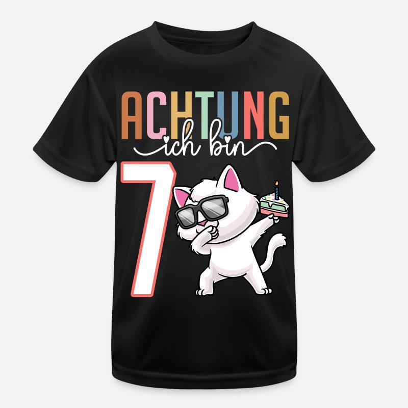 7. Geburtstag 7 Jahre Katze Junge Mädchen Kinder Funktions-T-Shirt