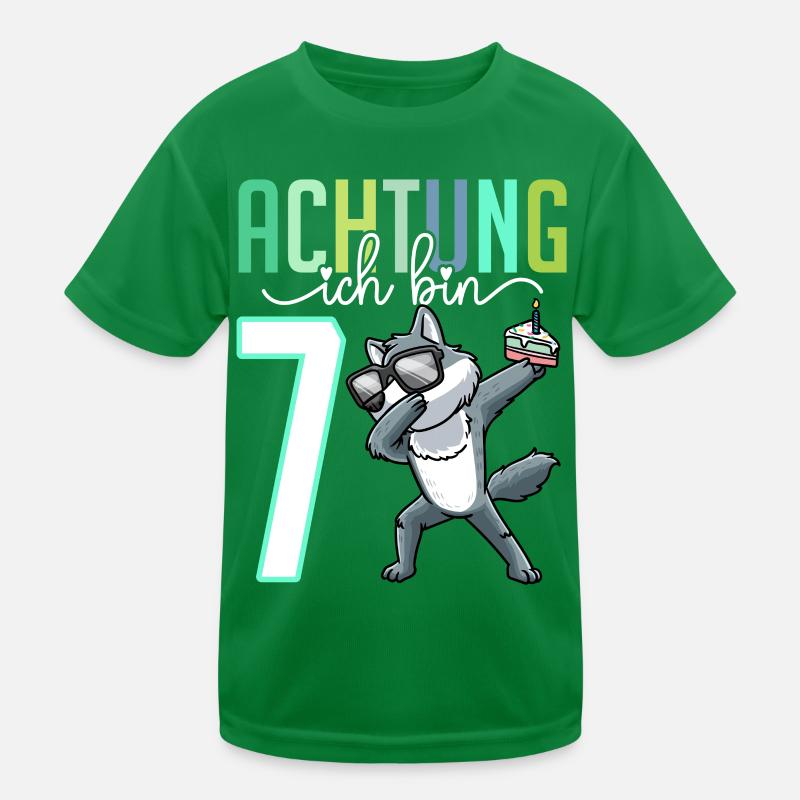 7. Geburtstag 7 Jahre Wolf Junge Mädchen Kinder Funktions-T-Shirt