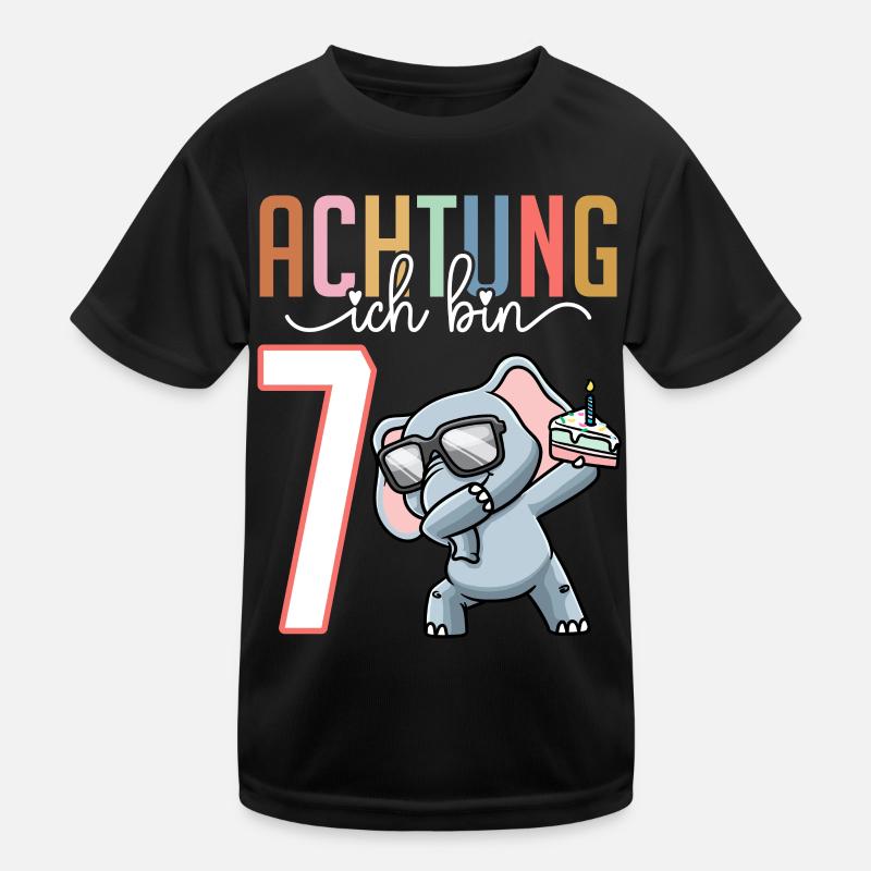 7. Geburtstag 7 Jahre Elefant Junge Mädchen Kinder Funktions-T-Shirt