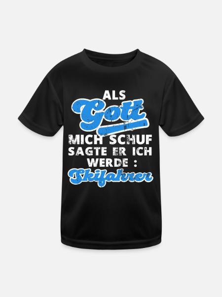 Lustiger Skifahrer Skifahren Ski Spruch - Kinder Funktions-T-Shirt - Schwarz - Vorne