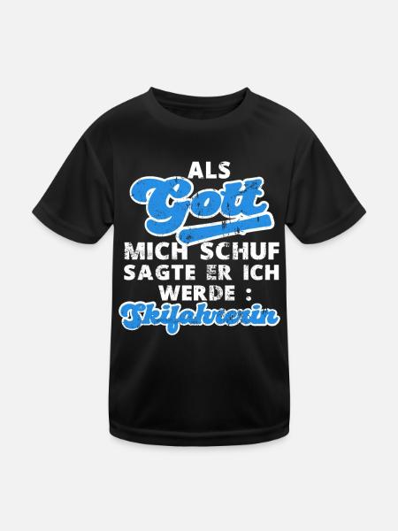 Skifahrerin Skifahrer Skifahren Ski Spruch - Kinder Funktions-T-Shirt - Schwarz - Vorne