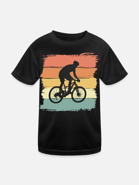 Biking retro vintage. Cycling mountain biking. - Kids Functional T-Shirt - black - Front
