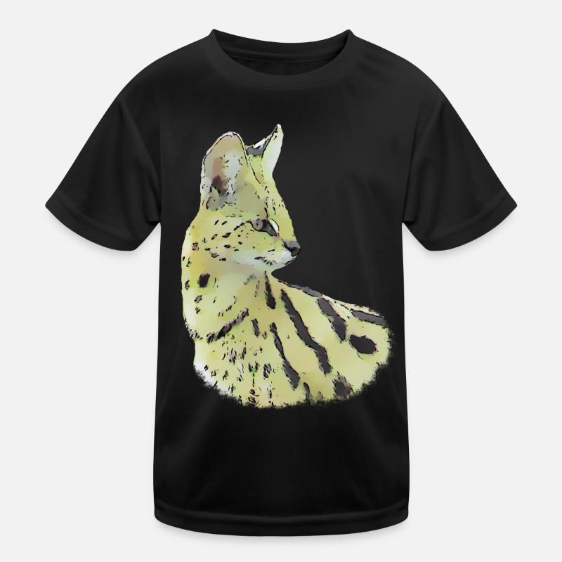 Serval Zeichnung - Katze Raubkatze in Afrika Kinder Funktions-T-Shirt