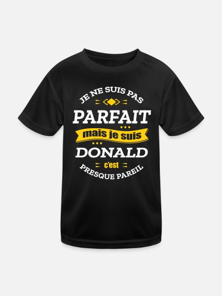 DONALD PARFAIT - PRENOM DONALD - T-shirt sport Enfant - noir - Devant