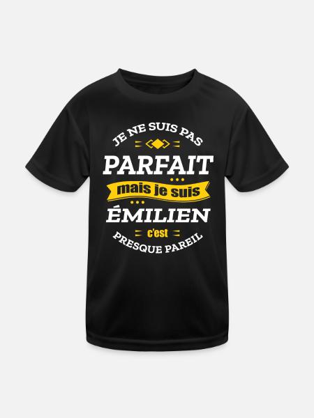 ÉMILIEN PARFAIT - PRENOM ÉMILIEN - T-shirt sport Enfant - noir - Devant