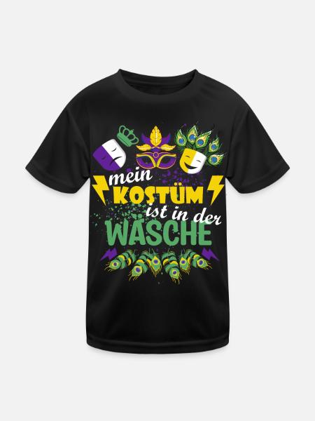 Mein Kostüm ist in der Wäsche | Fasching Outfit - Kinder Funktions-T-Shirt - Schwarz - Vorne
