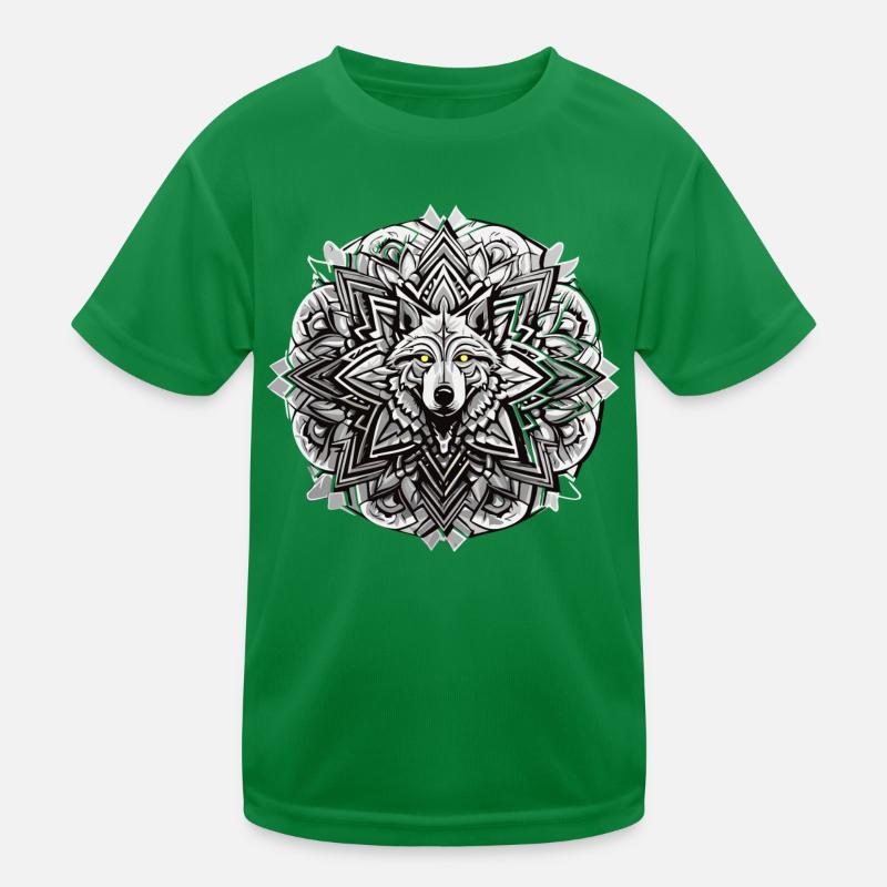 Wolf Mandala Indianer Design Kinder Funktions-T-Shirt