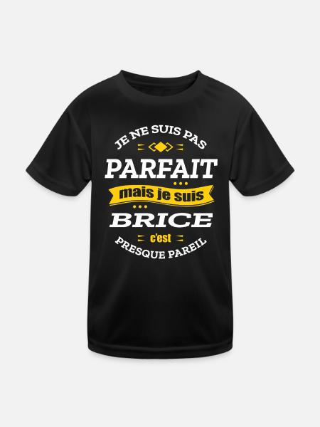 BRICE PARFAIT - PRENOM BRICE - T-shirt sport Enfant - noir - Devant