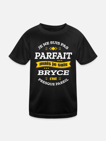 BRYCE PARFAIT - PRENOM BRYCE - T-shirt sport Enfant - noir - Devant