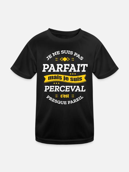 PERCEVAL PARFAIT - PRENOM PERCEVAL - T-shirt sport Enfant - noir - Devant