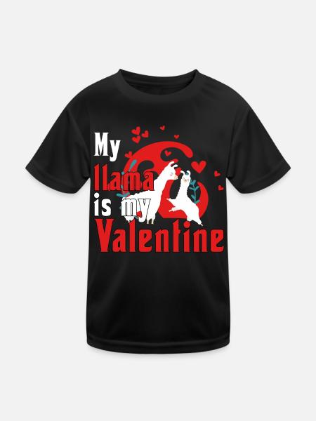 Le lama est mon Valentin - T-shirt sport Enfant - noir - Devant