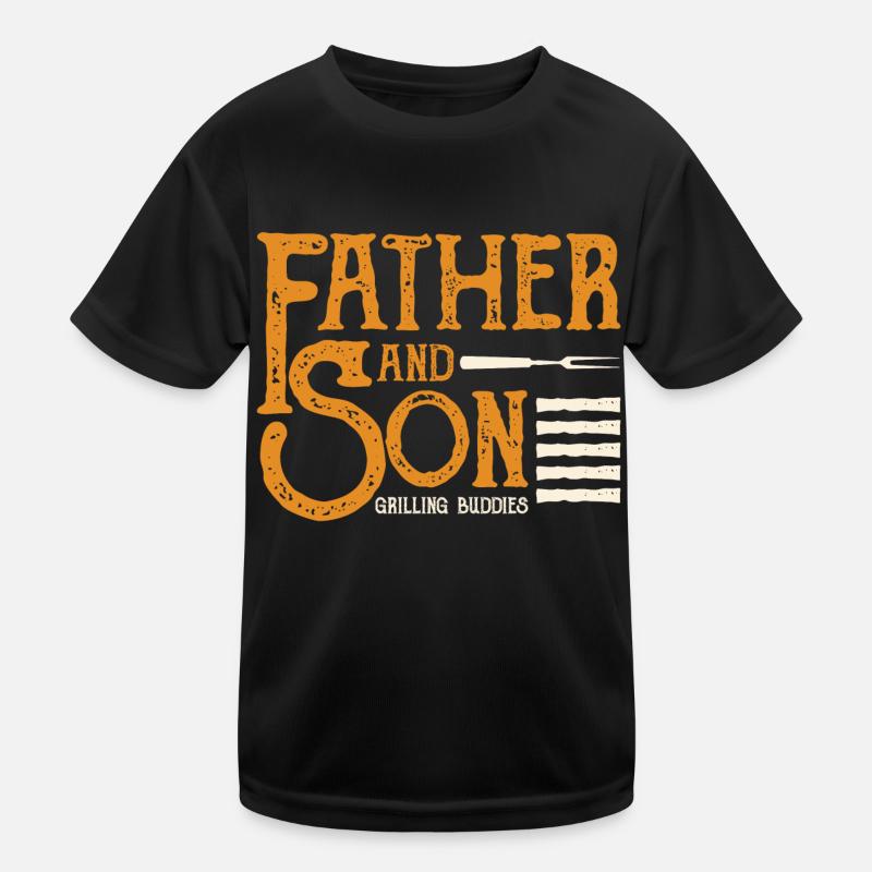 Father and Son - Kinder Funktions-T-Shirt - Schwarz