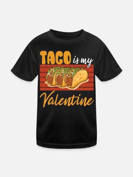 taco is my valentine - Kinder Funktions-T-Shirt - Schwarz - Vorne