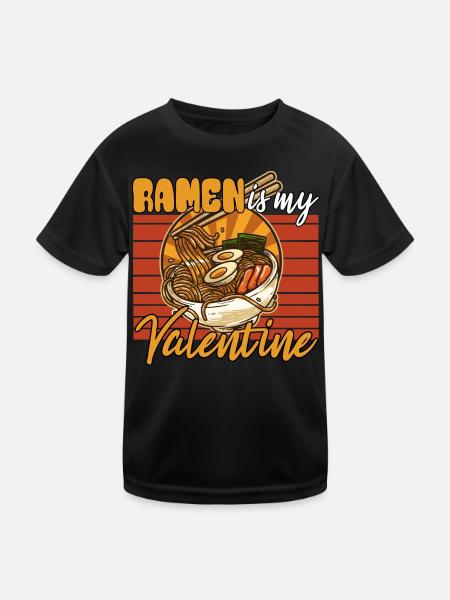 ramen is my valentine - Kinder Funktions-T-Shirt - Schwarz - Vorne