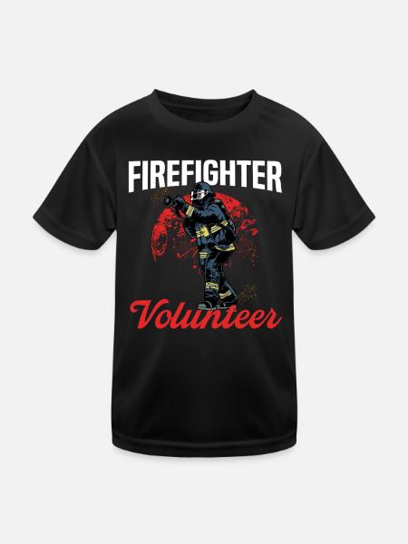 firefighter volunteer - Kinder Funktions-T-Shirt - Schwarz - Vorne