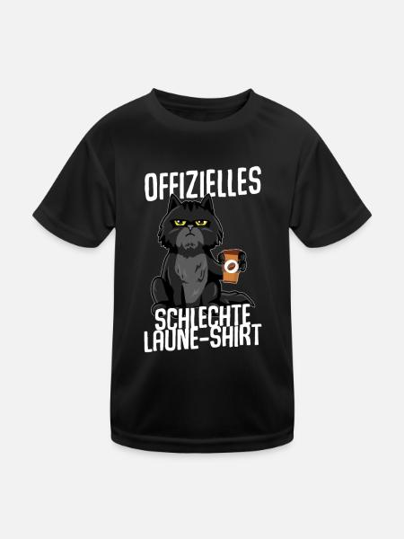 Offizielles schlechte Laune Shirt Katze black - Kinder Funktions-T-Shirt - Schwarz - Vorne
