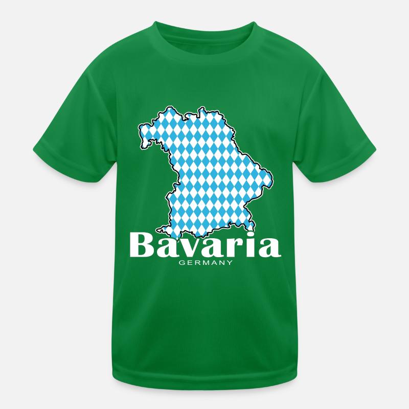 Bavaria Germany Contour Flag Kids Functional T-Shirt