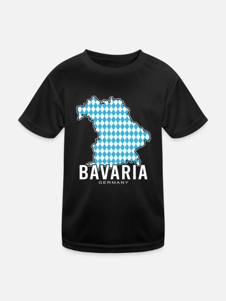 Bavaria Germany Contour Flag1 - Kids Functional T-Shirt - black - Front