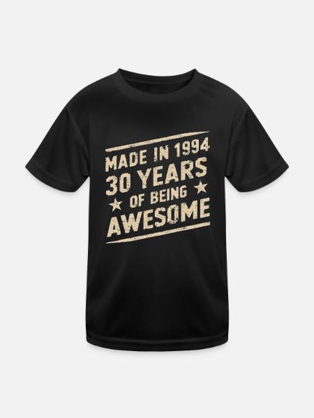 Fabriqué en 1994 30 ans d’être génial - T-shirt sport Enfant - noir - Devant