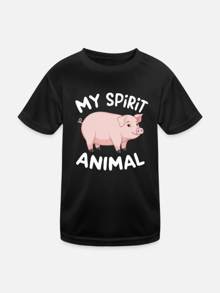 My Spirit Animal Pig - Kinder Funktions-T-Shirt - Schwarz - Vorne