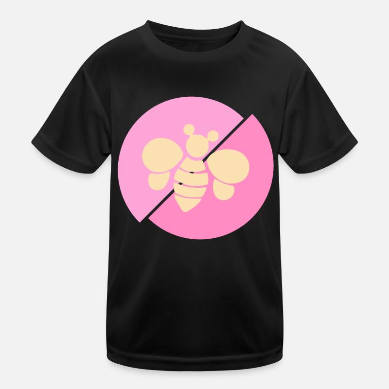 Pastel Pink Contrast Bee - Kids Functional T-Shirt - black