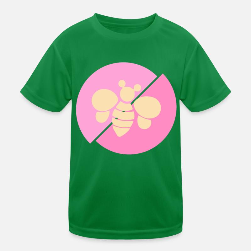 Pastel Pink Contrast Bee Kids Functional T-Shirt