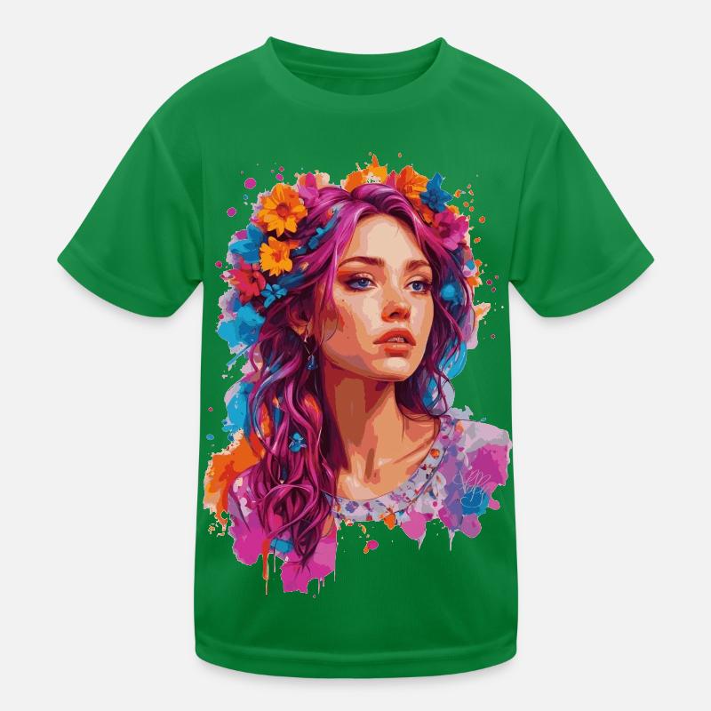 Mädchen mit Blumen 🌸 Kinder Funktions-T-Shirt