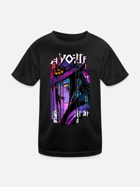 Halloween - Hexe Geometrischer Effekt Mauve - Kinder Funktions-T-Shirt - Schwarz - Vorne