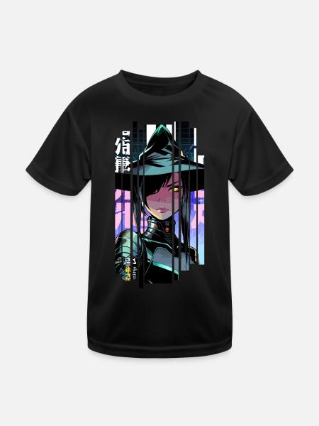 Geometrische Halloween-Hexe - Kinder Funktions-T-Shirt - Schwarz - Vorne