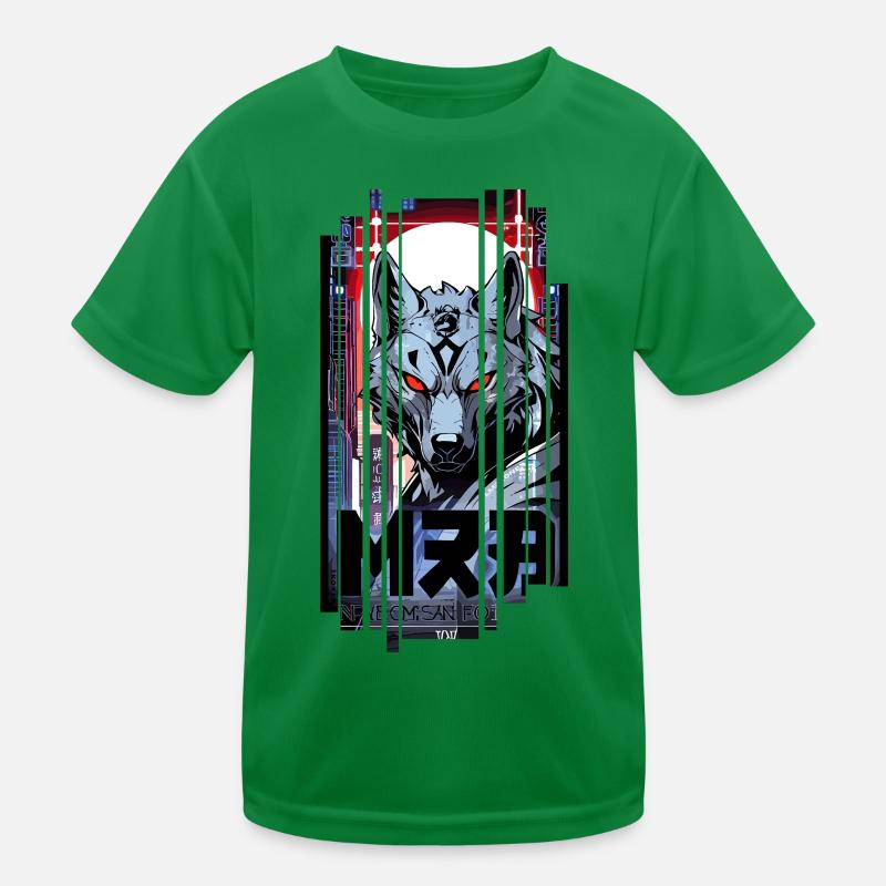 Silberner Wolf Cyborg Geometrisch Kinder Funktions-T-Shirt