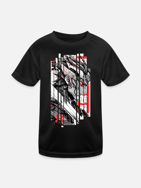 Warrior cyberpunk Géométrique rouge blanc japan - T-shirt sport Enfant - noir - Devant