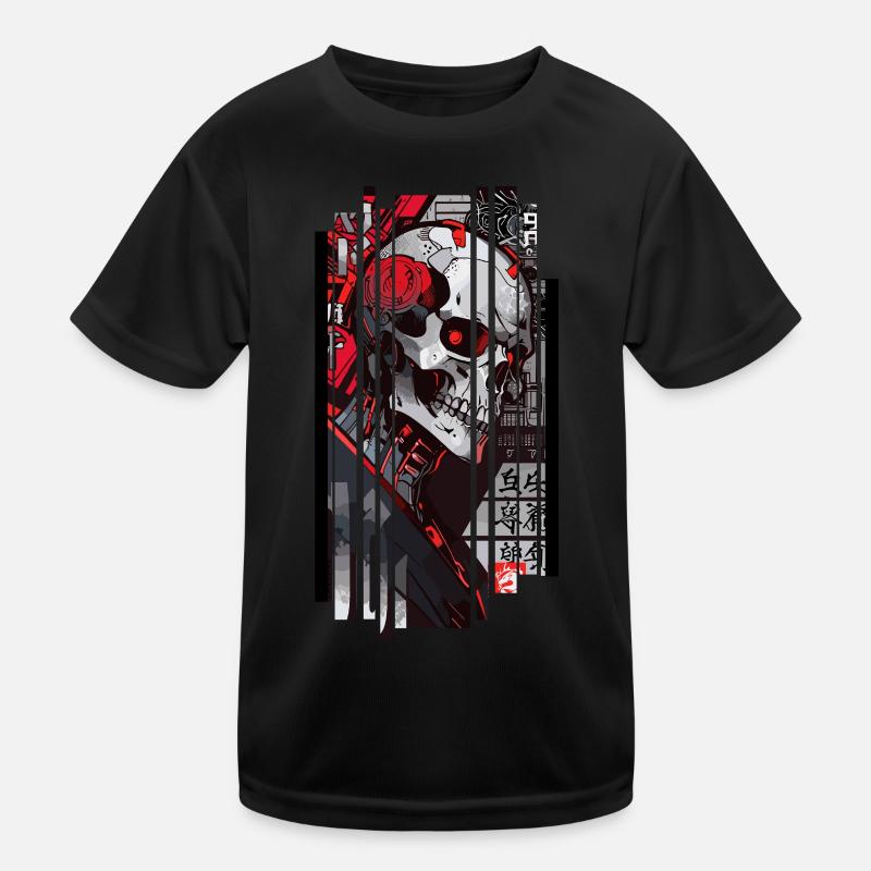 Cyborg Schädel Kanji Kinder Funktions-T-Shirt