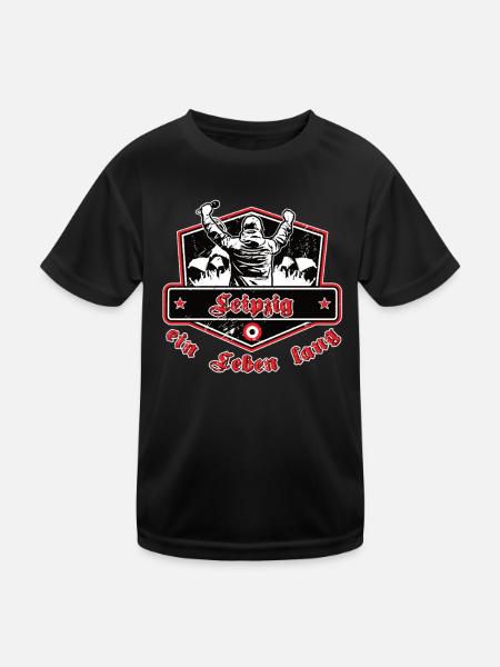 Leipzig ein Leben Lang No II - Kinder Funktions-T-Shirt - Schwarz - Vorne