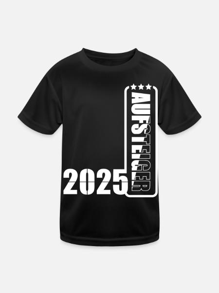 Aufsteiger 2025 Aufstiegstrikot Aufstieg 25 - Kinder Funktions-T-Shirt - Schwarz - Vorne