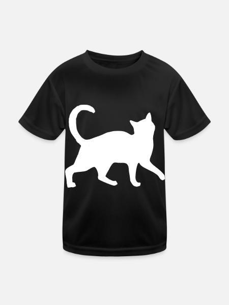 White Cat - Kids Functional T-Shirt - black - Front