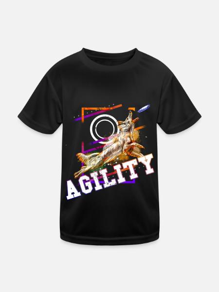 Agility Hund Sport Hundesport Hundetraining - Kinder Funktions-T-Shirt - Schwarz