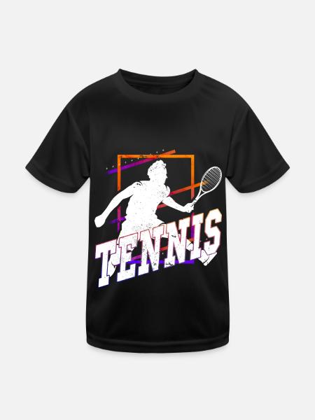 Tennis Tennis Player Ball Sport Vintage Retro - Kids Functional T-Shirt - black - Front