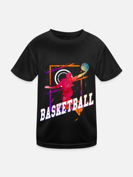 Basketball Basketballspieler Spieler Vintage Bunt - Kinder Funktions-T-Shirt - Schwarz