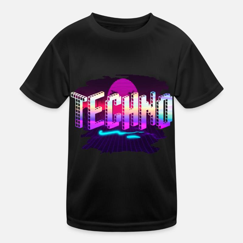 Techno - Kinder Funktions-T-Shirt - Schwarz
