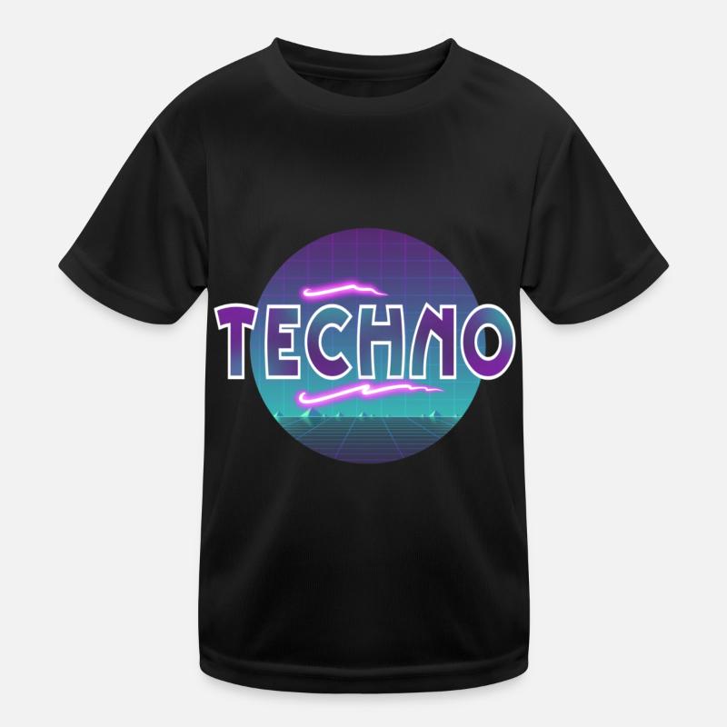 Techno - Kinder Funktions-T-Shirt - Schwarz