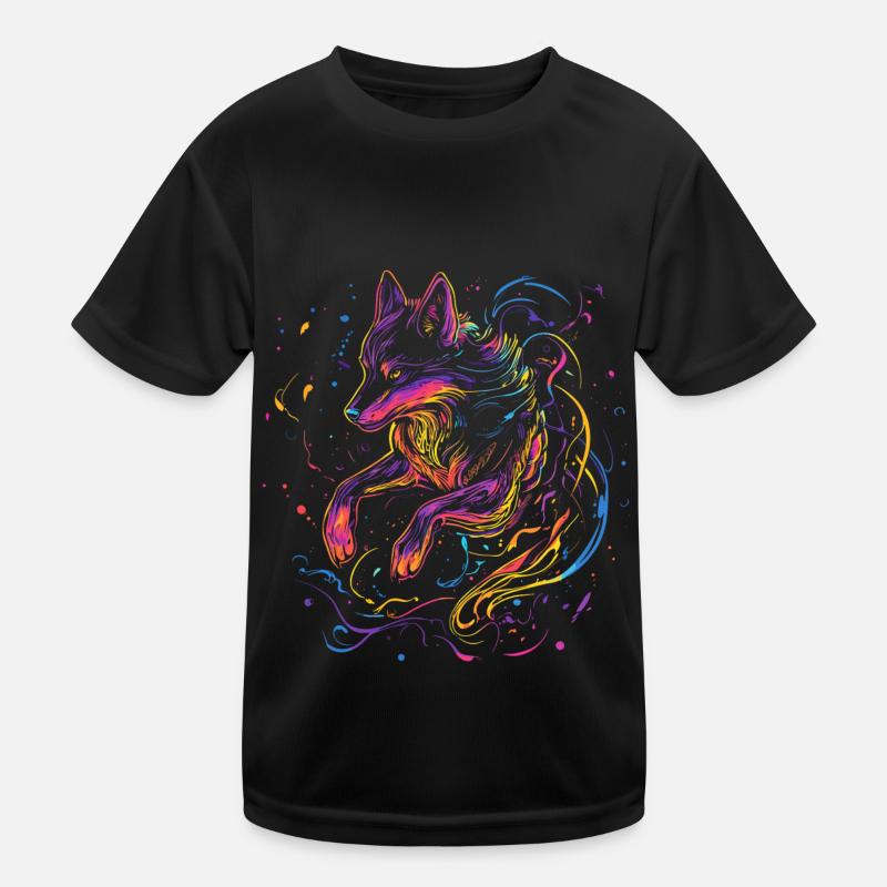 Wolf Wolf Head Wolves Wolf Pack Nature Neon Colorful Kids Functional T-Shirt