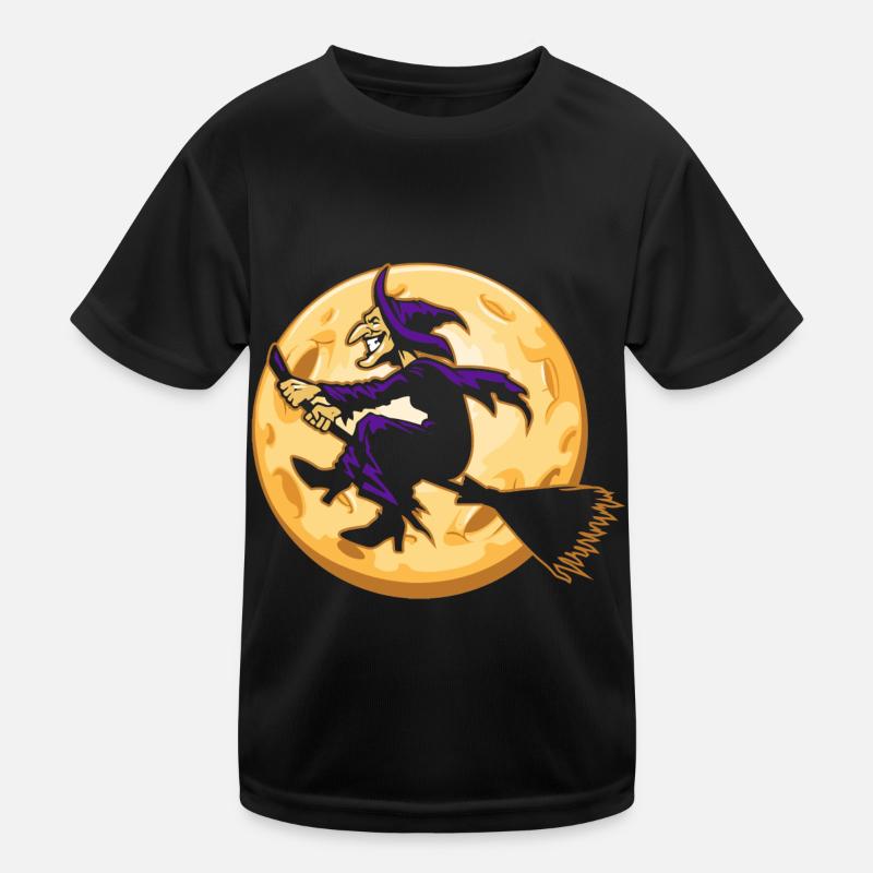 Witch with witch's broom Kids Functional T-Shirt