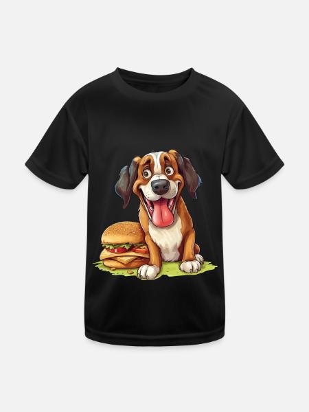 Hund Burger Hamburger Fast Food Hundeliebhaber - Kinder Funktions-T-Shirt - Schwarz