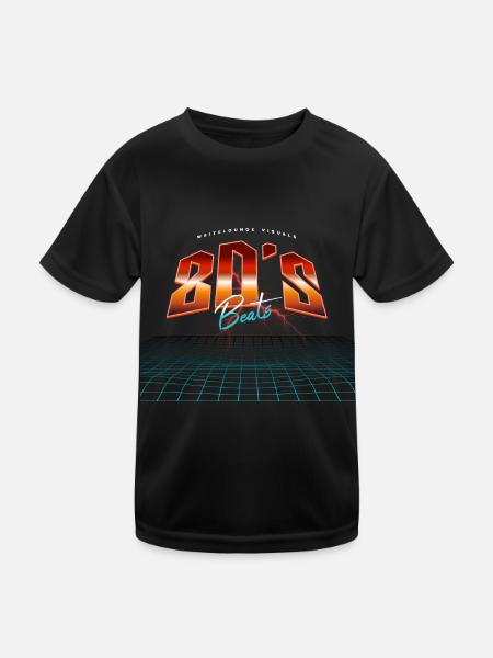 Neon Synthwave 80s Beats - Kinder Funktions-T-Shirt - Schwarz - Vorne