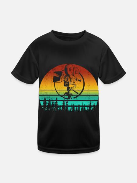 Retro Kamera Film Kino Filmemacher - Kinder Funktions-T-Shirt - Schwarz - Vorne