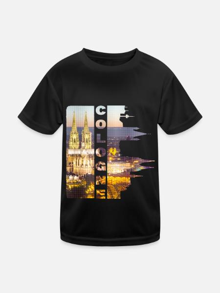 Köln Cologne Deutschland Stadt Skyline Kölner Dom - Kinder Funktions-T-Shirt - Schwarz