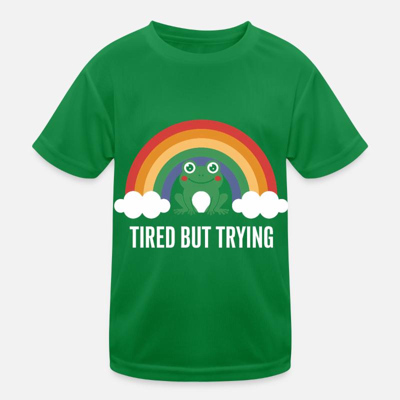 Müde aber engagiert Kinder Funktions-T-Shirt