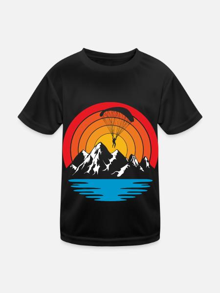 Paragliding Skydive - Kids Functional T-Shirt - black