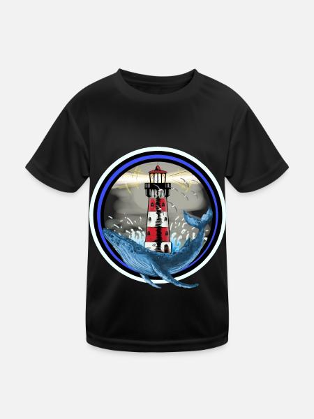 Poisson mammifère marin Baleine Poisson Phare Nautique - T-shirt sport Enfant - noir - Devant